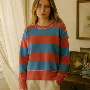 Frank & Eileen Tee Lab Sweatshirt Limited Edition Blue Red Stripe Crewneck Small
